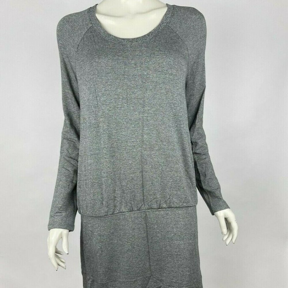 LOFT Lou & Grey Sheath Dress Long Sleeve Round Neck Stretch Gray Women L NWT